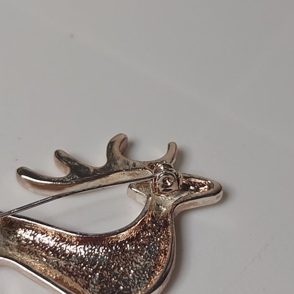 Silver Tone Metal Jumping Reindeer Brooch - Picture 7 of 9